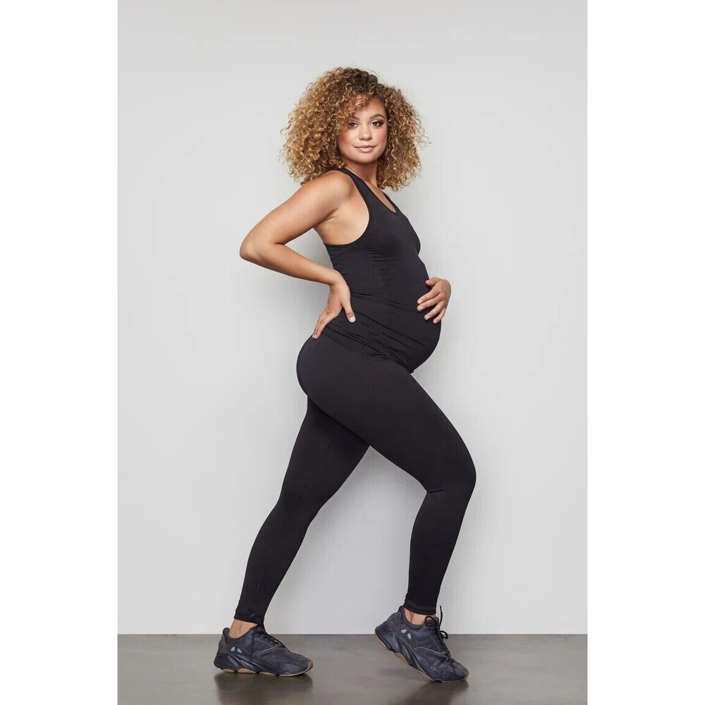 Good American NEW Maternity Seamless Leggings GP0230 BLACK Size 4/5 (XL/2XL) - Picture 2 of 13